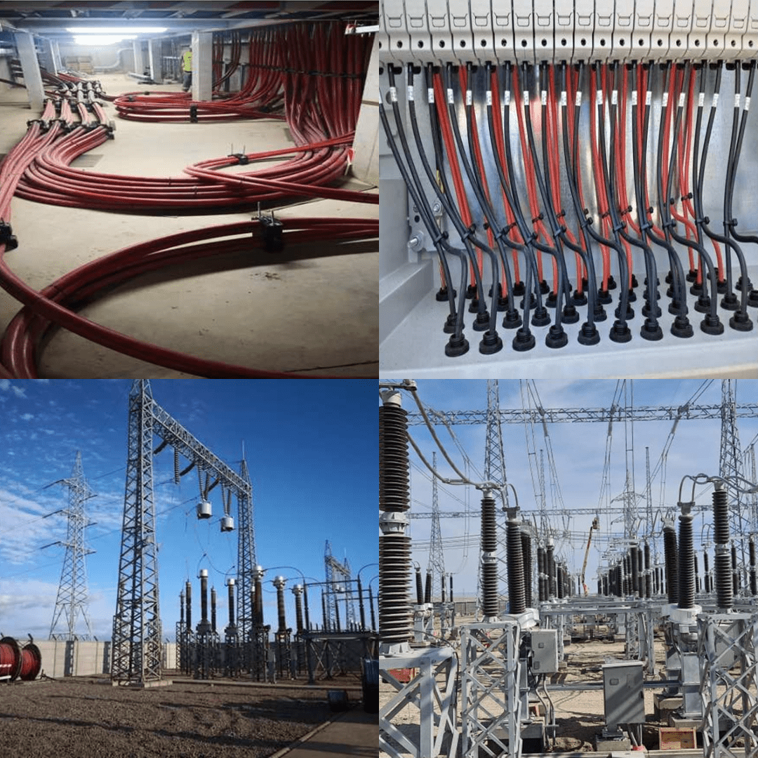 collage de 4 imágenes de instalación eléctrica
