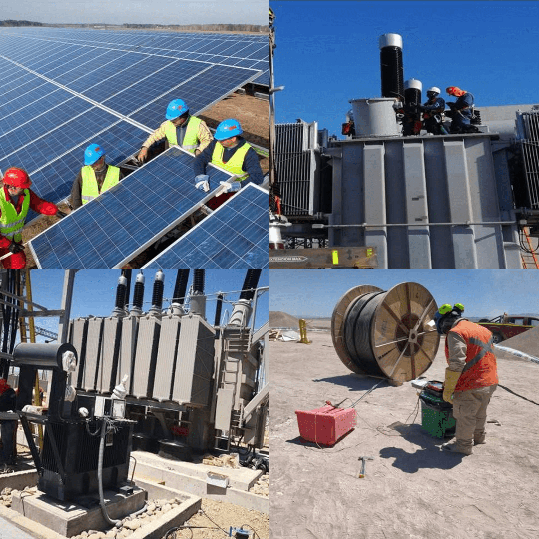 collage de 4 imágenes de parques fotovoltaicos